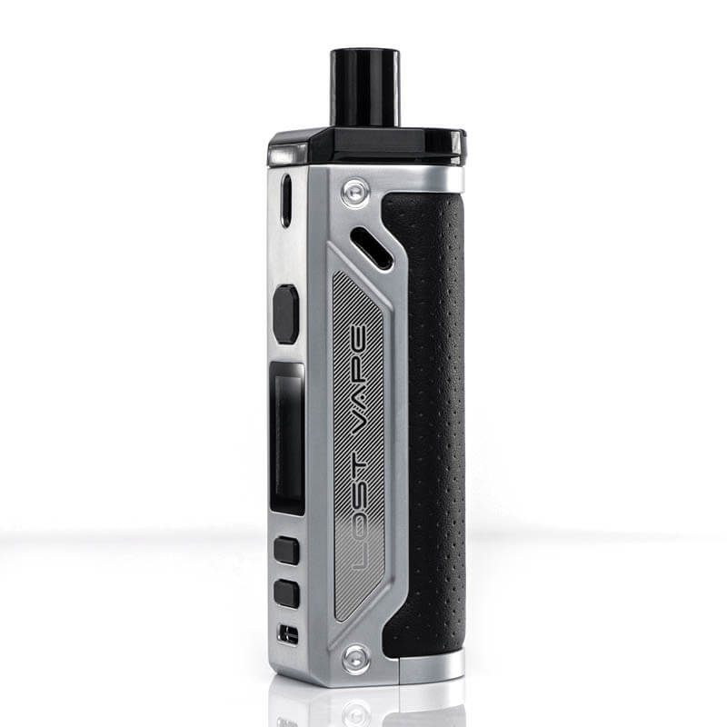 lost vape thelema pod kit silver grain leather